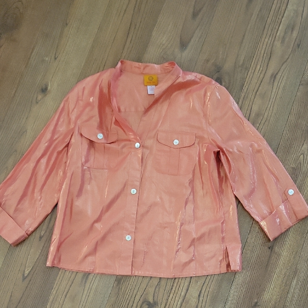 Ruby Rd. Metallic Peach Blouse